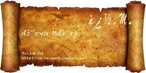 Árva Márk névjegykártya