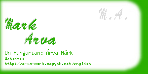 mark arva business card